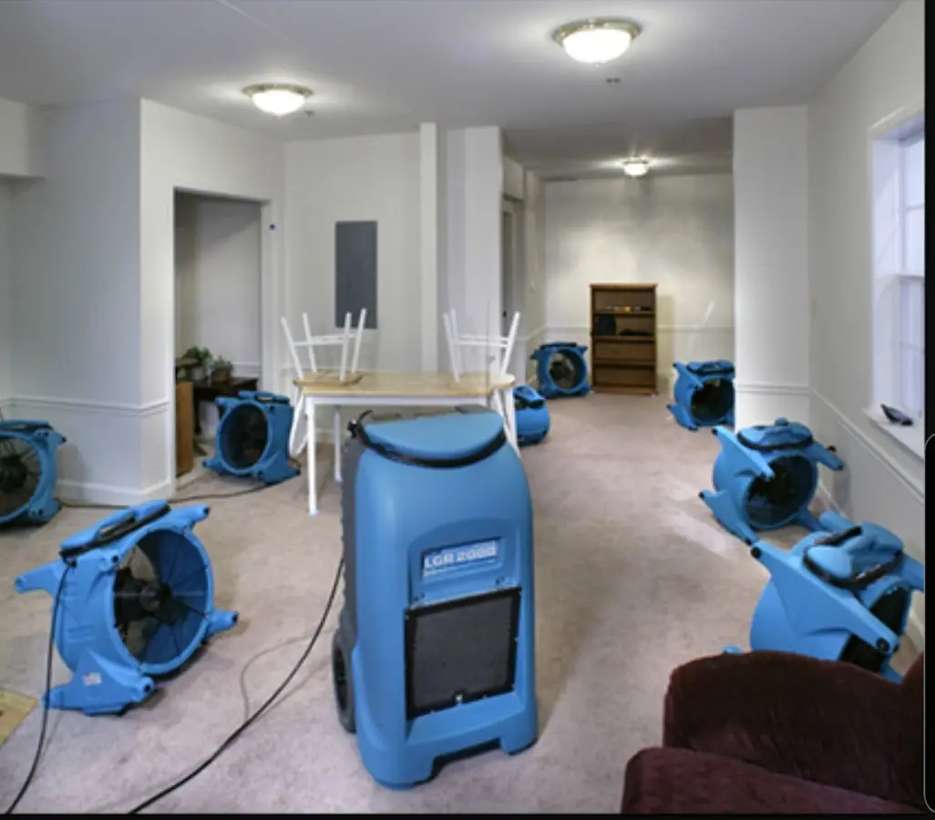 Air movers and dehumidifier setup for Water Extraction & Removal in Gulfport